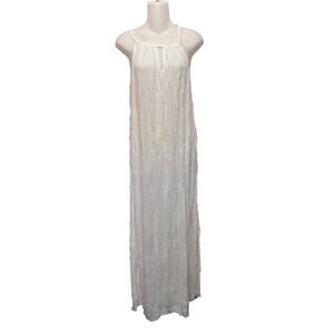 Letarte White Crinkle Maxi Dress Women’s Sz Medium Casual Vacation Resort